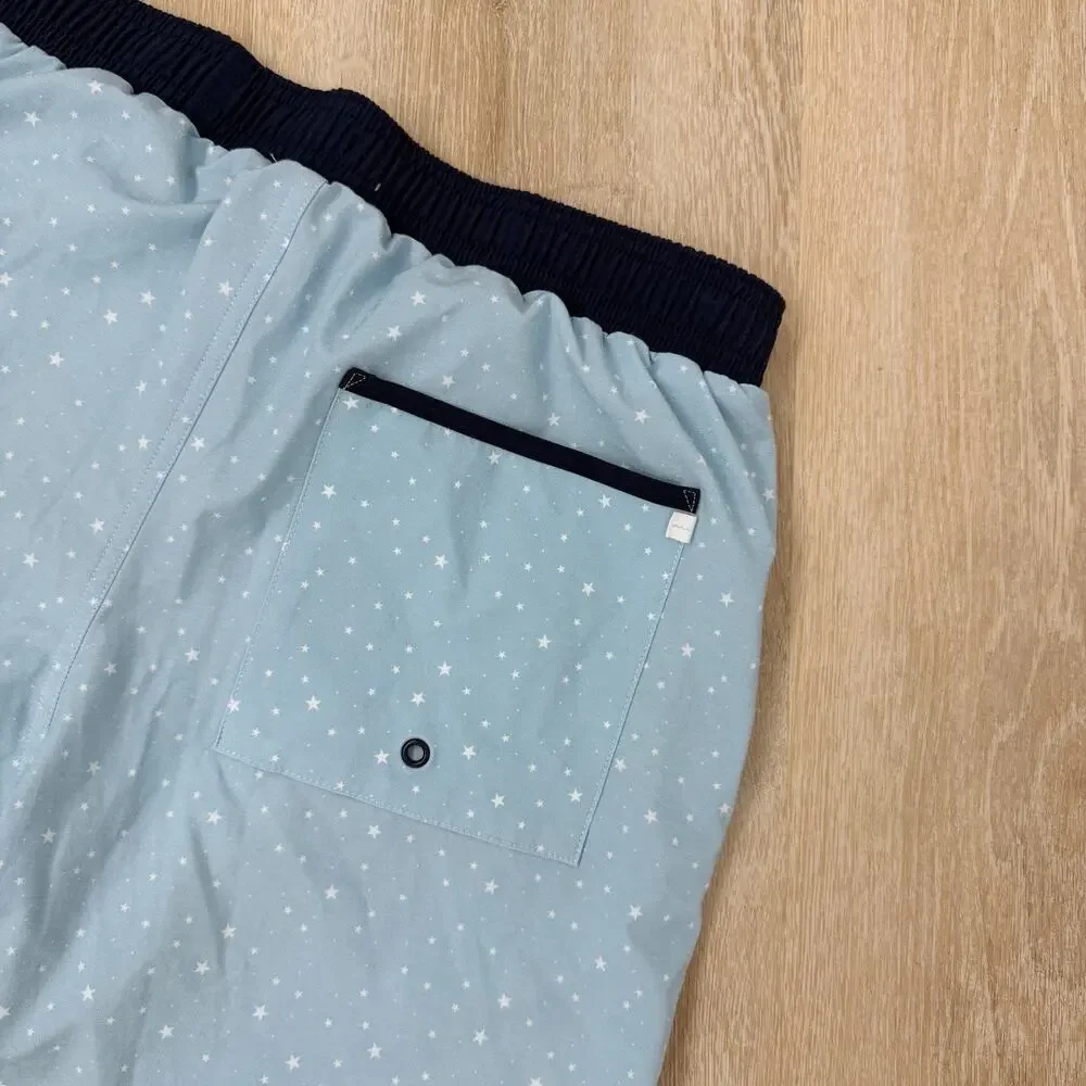 Men’s Minnow Swim Trunks Board Shorts Blue Stars Size M